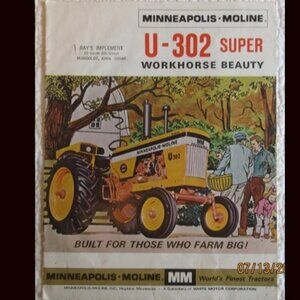 Minneapolis Moline U-302 Tractor Sales Brochure Ray's Implement Humboldt IA1966